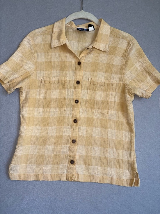 Patagonia Tops - Patagonia Mustard Yellow Gingham Short-Sleeve Cotton Outdoor Hiking Shirt szM